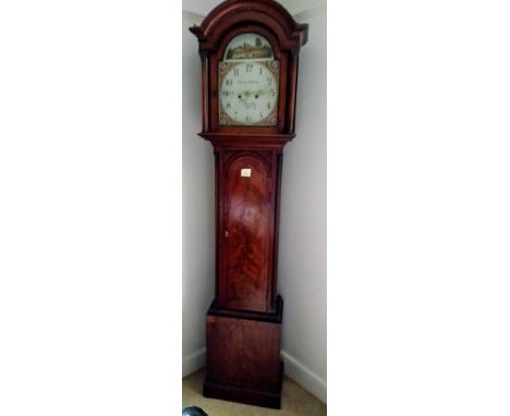 An early 19th century longcase clock by Charles Fletcher, Barnsley with domed hood, painted dial (31 cm diameter) with Arabic