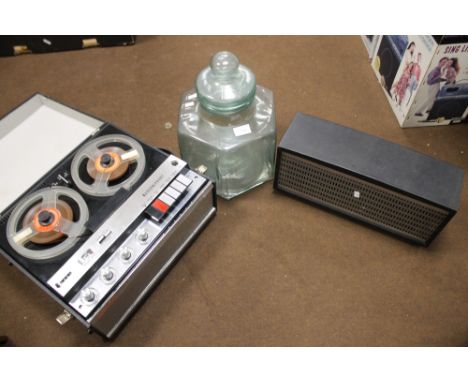 A MARCONIPHONE REEL TO REEL PLAYER, A SPEAKER ETC.