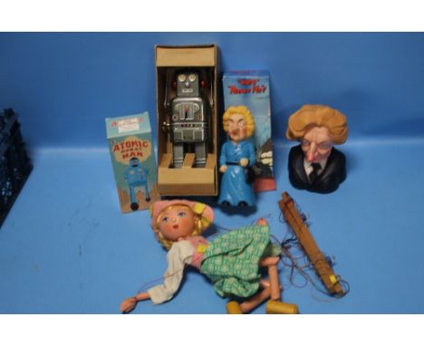 NOVELTY MARGARET THATCHER TOYS TOGETHER WITH TOY ROBOTS AND A PUPPET