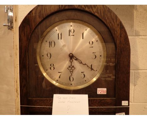 Mid century longcase clock oak veneer with weight driven movement A/F ( weights in office pre lot 7250 ) 