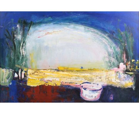 Lilian Strang Neilson – ‘The Sacred Grove’, 20th century oil on board, signed with monogram recto, titled and signed verso, 5