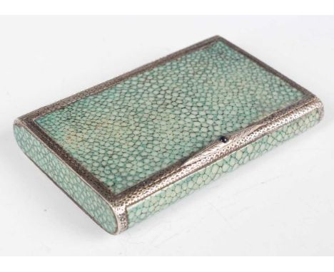 A George V silver and shagreen rectangular snuff box with gilt interior, London 1926 by Stockwell &amp; Co, weight 105.4g, le
