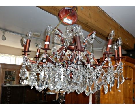 12 branch electric chandelier with crystal drops