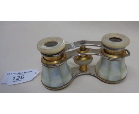 Inlaid mother of pearl opera glasses by A. Molteni, Paris