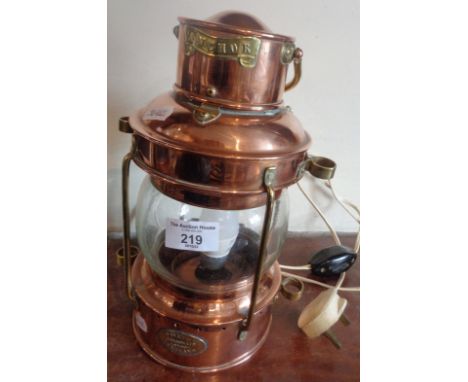 Copper "Ship's Lantern" table lamp