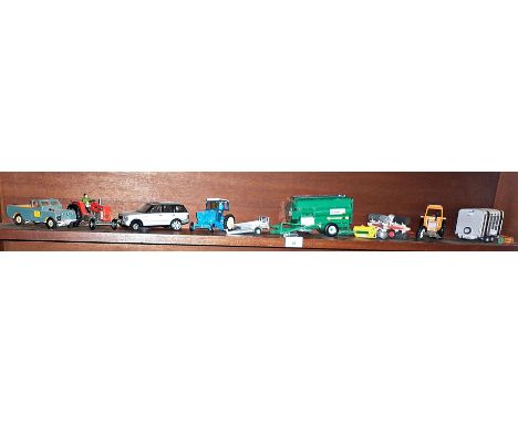 Britains diecast vehicles and farm machinery (one shelf)