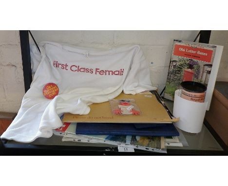 Assorted vintage Royal Mail ephemera including a "First Class Femail" t-shirt etc
