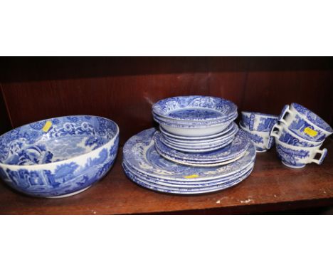 A Spode "Italian" pattern bowl, 9 1/2" dia, and other Spode "Italian" pattern table china 
