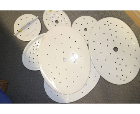 Six assorted white ceramic dish drainers 