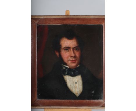 An early 19th century head and shoulders portrait of Michael James Sulliman, age 33 1822, 19 1/2" x 17", in part gilt wooden 