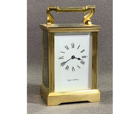 MAPPIN &amp; WEBB BRASS CARRIAGE CLOCK, 13cms H (handle down)