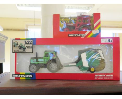 Britains 9640 Deutz Tractor and Bailer and 9521 Volvo Tractor