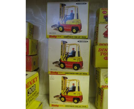 Three Dinky 404 Conveyancer Fork Lift Trucks