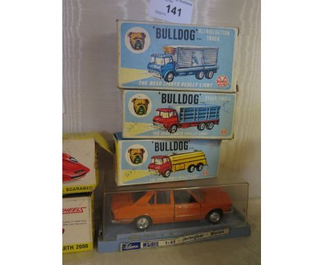 Three Marx 'Bulldog' Lorries and Schuco Car