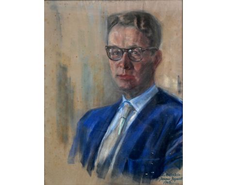 Hollstein, Emma, geb. Iwersen-Schmidt. 1886 Hattstedt-1977 Bad Zwischenahn Bildnis eines Herren. 1960. Pastell re. u. sign. u