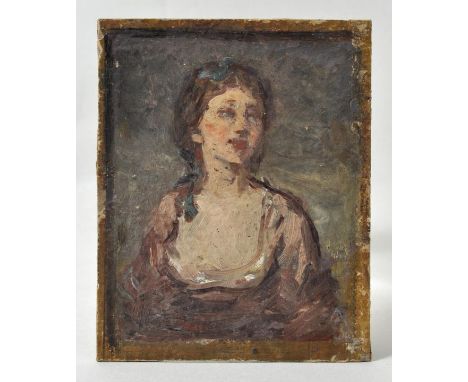 Amberg, Wilhelm. 1822-1899 Berlin Bildnis einer jungen Frau. Ölstudie auf Pappe, verso handschriftl. bezeichnet/ signiert, 11