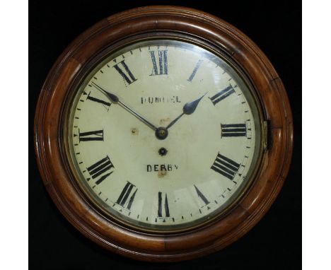 A 19th century mahogany cased fusee station clock, Hummel, Derby 