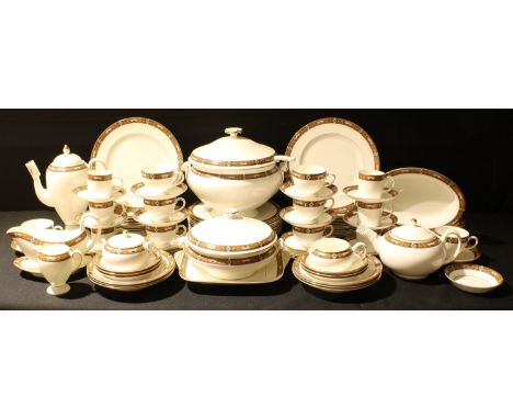 A Wedgwood Chippendale pattern dinner and tea service; a selection of Wedgwood Oberon pattern dinner wares; qty 
