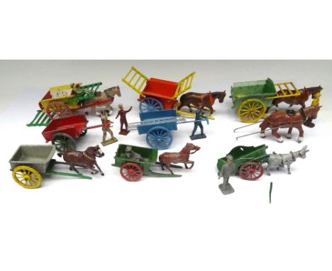 Charbens, Timpo and Crescent Carts and Hand Carts with six horses, donkey, Workmen, Coster and Carters (Condition Good, three