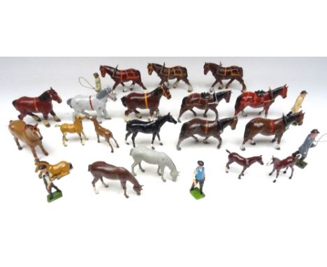 Britains assorted Horses RARE 782 Suffolk Mare and 783 Foal (Condition Excellent), three 'Furry hoof' horses from early 12F (
