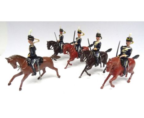 Britains set 99, 13th Hussars FIRST VERSION, prick ear pony horses, Officer on horse dated 12.2.1903 (Condition Good, one hea