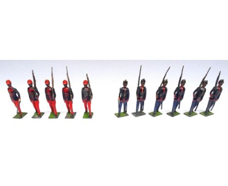 Britains set 178, Austrian Foot Guards, FIRST VERSION with Officer, dated 16.2.1908 (Condition Fair-Poor, two men and one bay