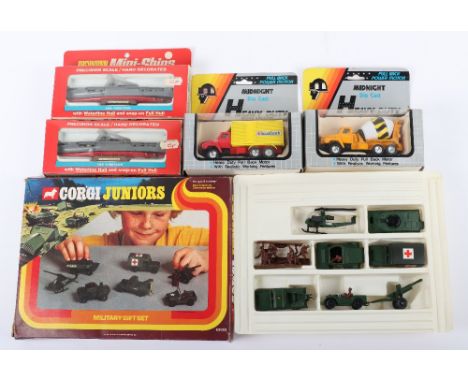 Vintage Corgi juniors Military Gift Set and other die-cast, E3029, boxed complete, models are in near mint condition apart fr