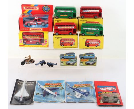 Selection of Vintage matchbox and Budgie boxed models, including, Two carded Sky-busters, SB-12 Skyhawk A4F and SB-10 Boeing 