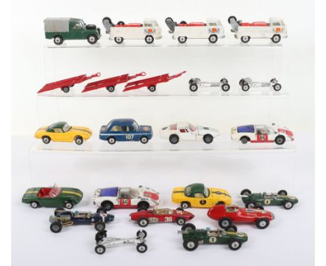 Selection of Corgi toys racing/rally unboxed/playworn models, including three racing club VW two with tyres, three lotus elan