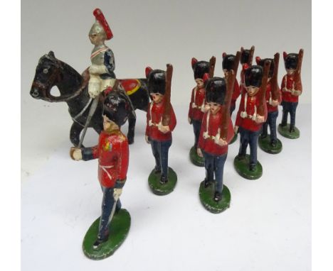 Wend-Al Coldstream Guards aluminium 52mm scale with Officer, and a Royal Horse Guard (Condition Very Good) (10)
