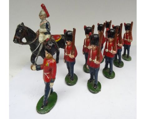 Wend-Al Coldstream Guards aluminium 52mm scale with Officer, and a Royal Horse Guard (Condition Very Good) (10)