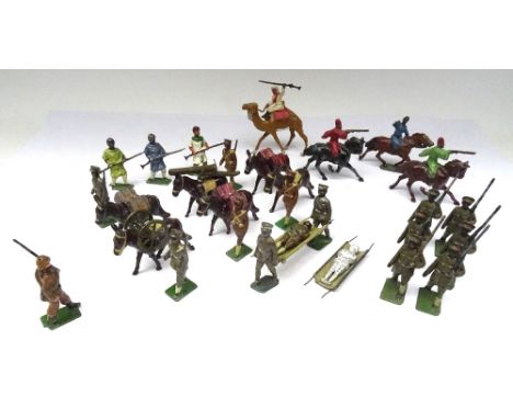 Johillco Abyssinian War series six Abyssinan Infantry, six mules with five Handlers,  mountain gun and three sets of crates, 