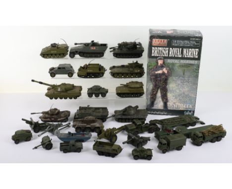 Collection of Loose Dinky toys Military vehicles models, including,  670 Armoured car, 641 army 1 ton cargo truck, 688 field 