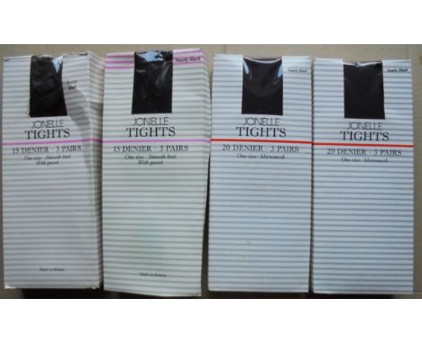 VINTAGE JONELLE TIGHTS X 12 PAIRS&nbsp;
Unworn Tights.
Some boxes may be damaged.