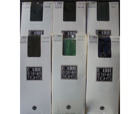 VINTAGE COUTURE MIXED TIGHTS X 6. ONE SIZE