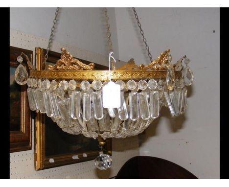 A decorative crystal drop ceiling light 
