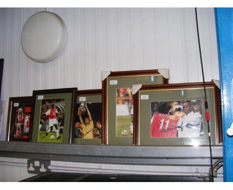 Arsenal Football Club photos - some signed - framed and glazed 