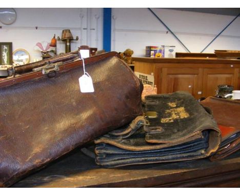 A selection of vintage leather bags and music satchels CONDITION REPORTWe have attached a number of additional images to show