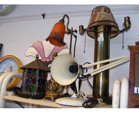An assortment of lamps, including vintage anglepoise and Art Deco style lamp CONDITION REPORTWe have attached a number of add