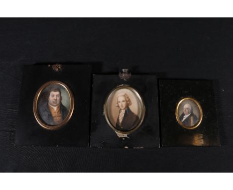 Three portrait miniatures of gentlemen on ivory (3)