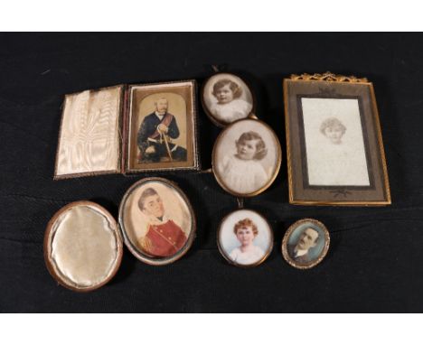 Portrait miniature of a young boy signed Peter also six other miniature plate prints (7)