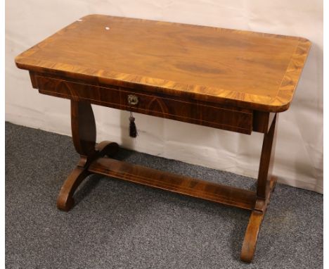 French mahogany and banded Empire style console table, 109cm wide, 80cm tall.