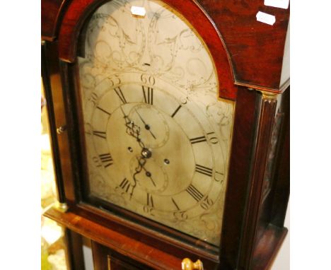 Stewart of Glasgow longcase clock with silvered dial with a mahogany case