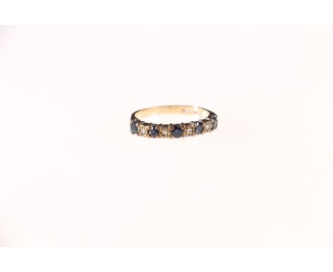 9ct gold sapphire and diamond set half band ring, size R  3.0 grms..