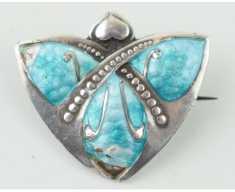 Silver Art Nouveau style brooch, enamelled decoration, Birmingham 1908, possibly James Fenton (slight damage to the bottom).