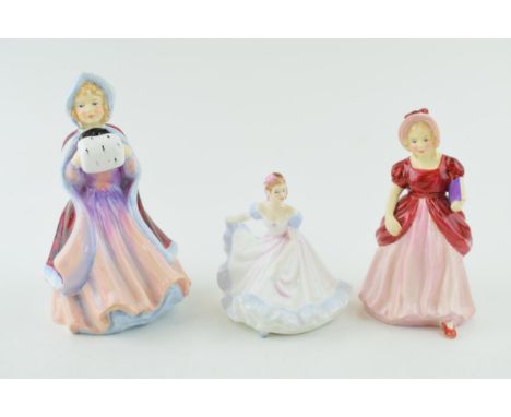 Two Paragon China figures to include Miss Pamela and Miss Susan, with small Royal Doulton figure Ninette (3).  In good condit