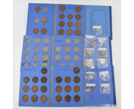 A collection of silver coins to include an 1890 silver double florin, a 1917 florin and others with three part Whitman coin f