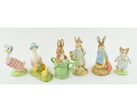 Boxed Beswick Beatrix Potter figures to include gold backstamp Tom Kitten and Jemima Puddleduck, Peter Rabbit and the Red Han