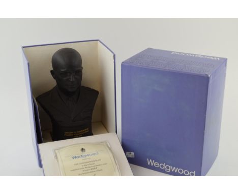 A boxed Wedgwood Black Basalt 'The Eisenhower Bust', modelled in the Wedgwood Studios 1970. Limited edition No. 2225 of 5000.