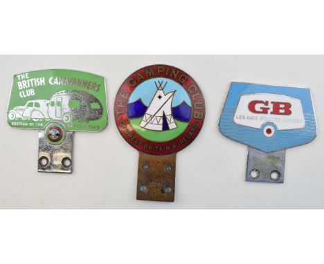 A trio of car club badges relating to camping and caravaning. To include 'The Camping Club of Great Britain &amp; Ireland' by